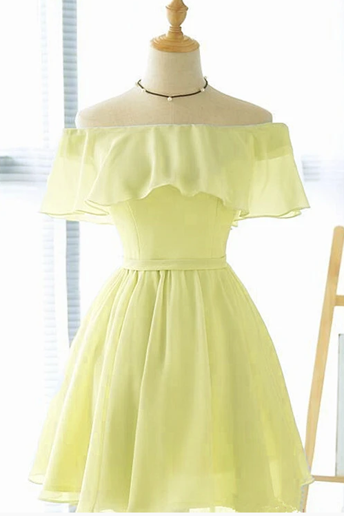 Cute Light Yellow Chiffon Short Party ...